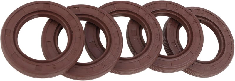 Partuto Universal Oil Seal TG4 Lip Seal Ring Rotary Shaft Seal 25x40x5mm High Pressure FKM Rubber Brown 5 Pcs - Image 1